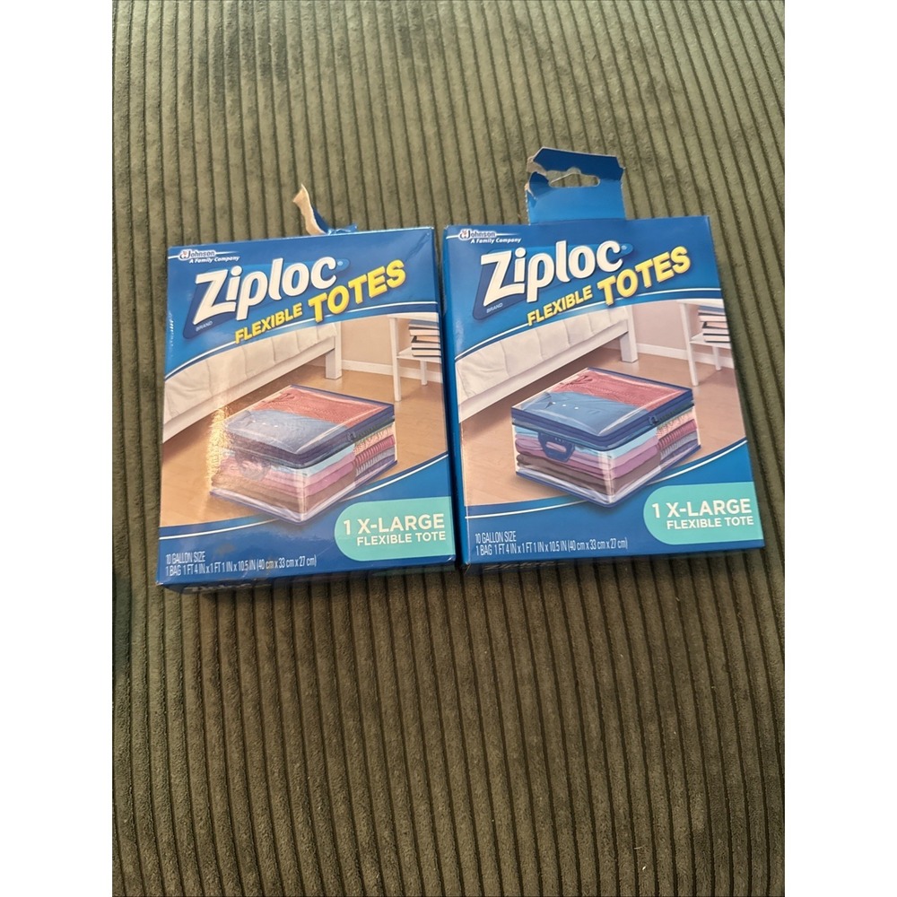 2 Ziploc XL X-Large Flexible Storage Tote 10 Gallon Clear Plastic  New
